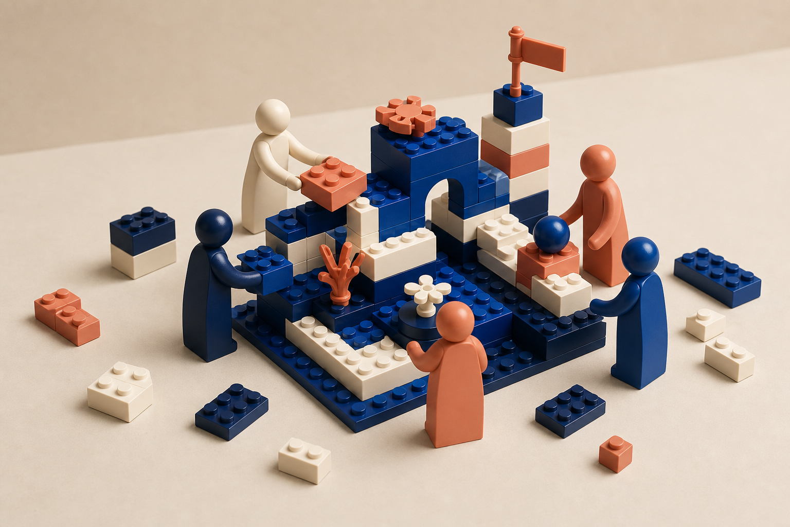 Construction collective en briques 3D